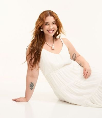 Vestido Midi en Viscosa con Hilo Metalizado y Asa de Moña Curve & Plus Size 2