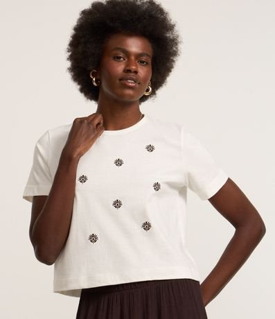 Remera en Algodón con Bordados de Flor 3