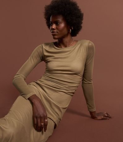 Vestido Long Midi en Tule con Escote Halter y Drapeados 4