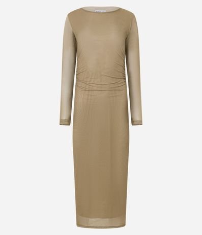 Vestido Long Midi en Tule con Escote Halter y Drapeados 5