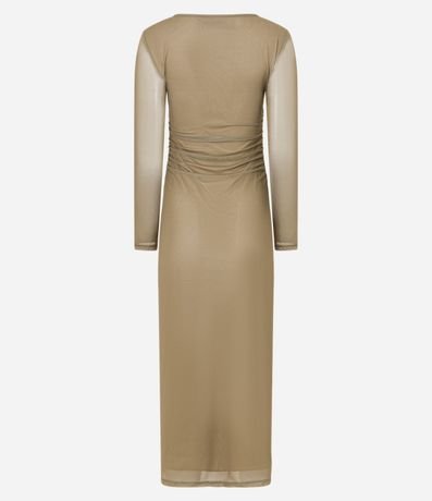 Vestido Long Midi en Tule con Escote Halter y Drapeados 6