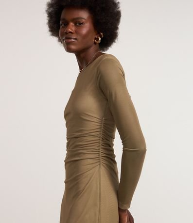 Vestido Long Midi en Tule con Escote Halter y Drapeados 2