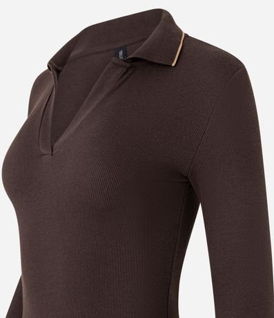 Vestido Long Midi en Rib con Cuello Polo en Punto 6