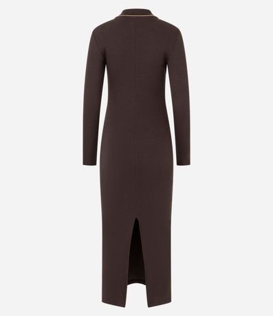 Vestido Long Midi en Rib con Cuello Polo en Punto 7