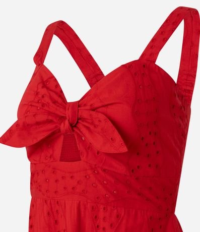 Vestido Evasê Largo en Laise con Lazo en el Escote 6