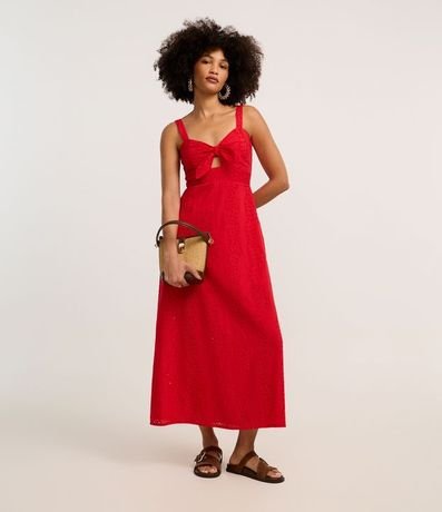 Vestido Evasê Largo en Laise con Lazo en el Escote