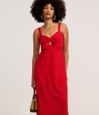 Vestido Evasê Largo en Laise con Lazo en el Escote 2