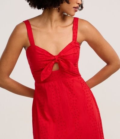 Vestido Evasê Largo en Laise con Lazo en el Escote 4