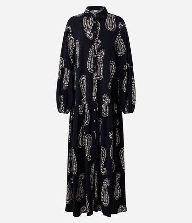 Vestido Chemise en Viscosa con Botones y Estampa Paisley 7