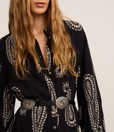 Vestido Chemise en Viscosa con Botones y Estampa Paisley 3