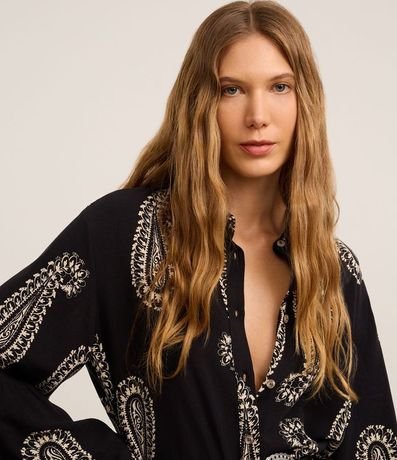 Vestido Chemise en Viscosa con Botones y Estampa Paisley 4