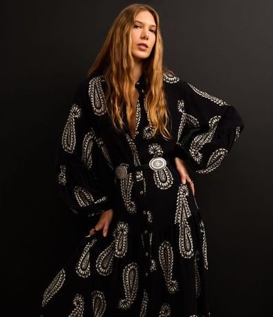 Vestido Chemise en Viscosa con Botones y Estampa Paisley 5