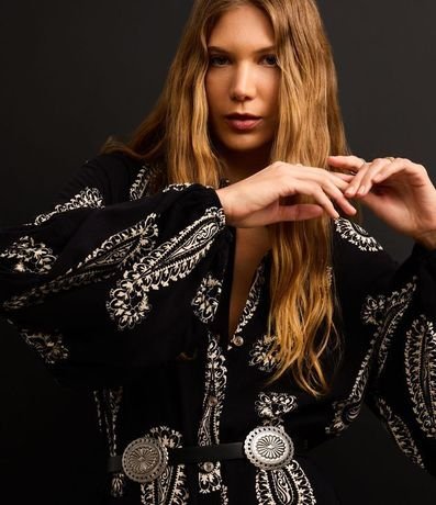 Vestido Chemise en Viscosa con Botones y Estampa Paisley 6