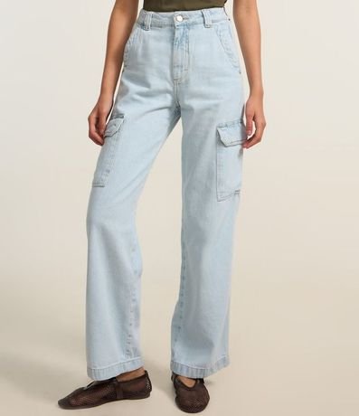 Pantalón Recto Comfort en Jeans con Bolsillos Cargo 3