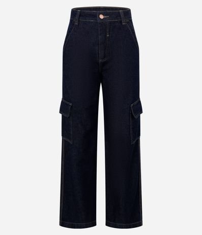 Pantalón Recto Comfort en Jeans con Bolsillos Cargo 3