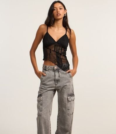 Pantalón Recto Comfort en Jeans con Bolsillos Cargo 2