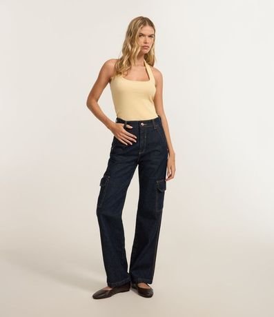 Pantalón Recto Comfort en Jeans con Bolsillos Cargo 3
