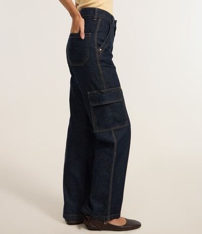 Pantalón Recto Comfort en Jeans con Bolsillos Cargo 5