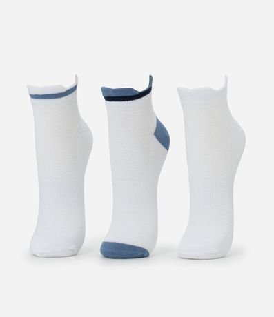 Kit 03 Medias Caña Corta Deportiva en Algodón con Recorte en el Puño