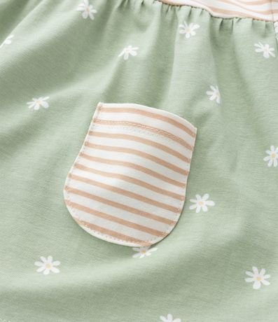 Vestido Infantil en Algodón con Estampa de Rayas y Flores -Talle 0 a 18 Meses 7