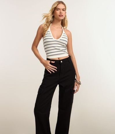 Pantalón Recto Comfort en Sarga con Bolsillos Cargo 4