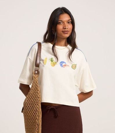 Remera Boxy en Algodón con Estampa Tropical