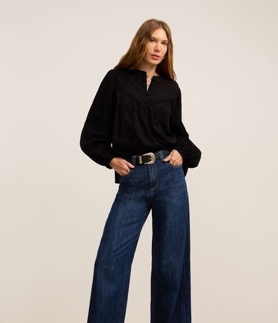 Pantalón Wide Leg en Jeans con Cintura Sastre 2