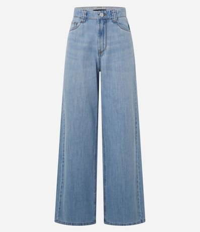 Pantalón Wide Leg en Jeans con Cintura Sastre