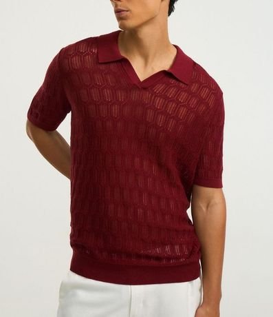Camisa Polo Regular en Algodón Texturizada con Cuello en V 4