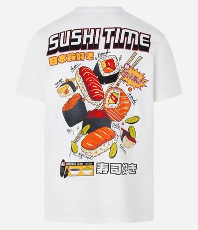 Remera Regular en Algodón con Estampa de Sushi 9