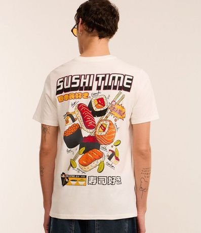 Remera Regular en Algodón con Estampa de Sushi 1