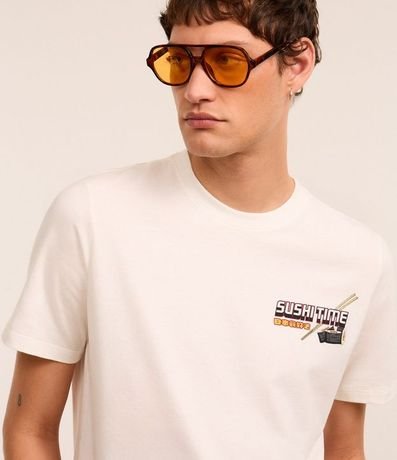Remera Regular en Algodón con Estampa de Sushi 7