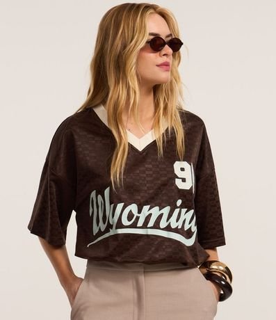 Remera Oversized Sportcore con Lettering Wyoming 3