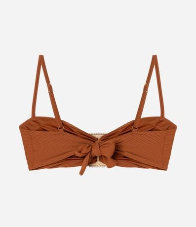 Bikini Top Bandeau en Microfibra Texturizado con Adorno de Paja 7