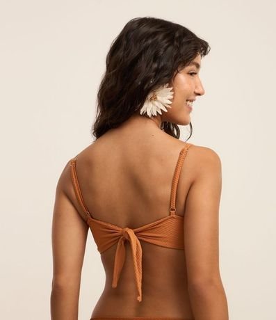 Bikini Top Bandeau en Microfibra Texturizado con Adorno de Paja 4