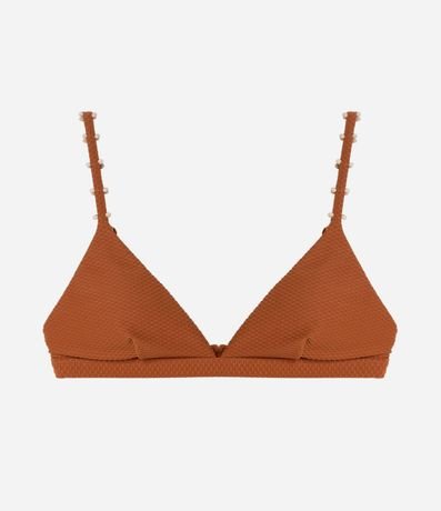 Bikini Top Triangulo Fijo en Microfibra Texturizada con Adornos en el Bretel 4