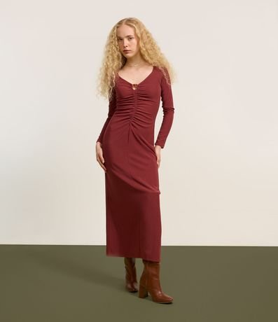 Vestido Largo Ribana con Ribetes en el Busto y Flecos Delanteros 4