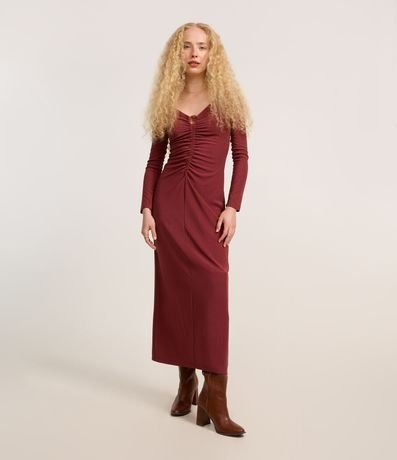 Vestido Largo Ribana con Ribetes en el Busto y Flecos Delanteros 2