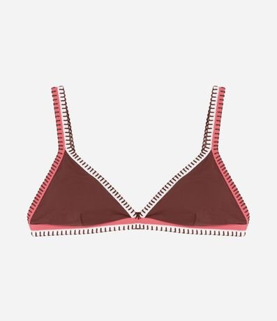 Bikini Top Triangulo Fixo con Viés y Pespunte Contrastantes 5