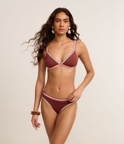 Bikini Top Triangulo Fixo con Viés y Pespunte Contrastantes 2