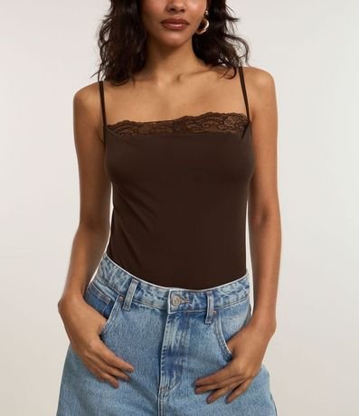 Body con Elastano Escote Degagê y Detalle en Encaje 3