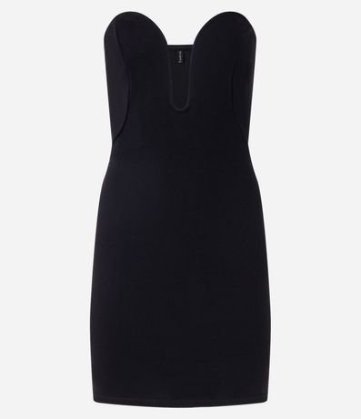 Vestido corto sin Manga en Ponto Roma con Escote Corazón Profundo 5