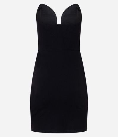 Vestido corto sin Manga en Ponto Roma con Escote Corazón Profundo 6