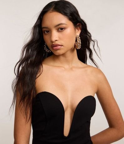 Vestido corto sin Manga en Ponto Roma con Escote Corazón Profundo 3