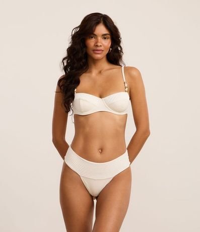 Bikini Top Media Taça Texturizado con Adorno en los Breteles 2