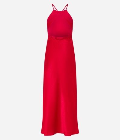 Vestido Long Midi en Satén con Escote Halter 6