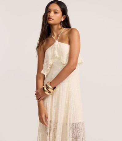 Vestido New Midi Texturizado en Encaje con Superposición 2