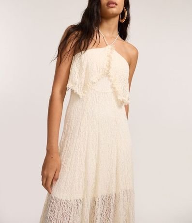 Vestido New Midi Texturizado en Encaje con Superposición 3