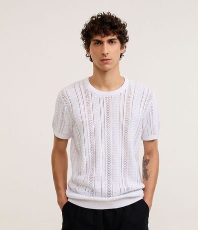 Remera Regular en Algodón con Textura Efecto Punto 1