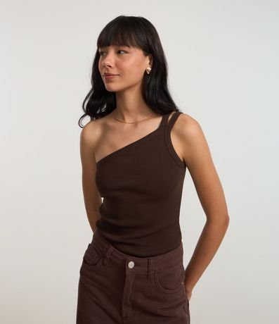 Blusa en Rib con Un Hombro Único y Asa Doble 1